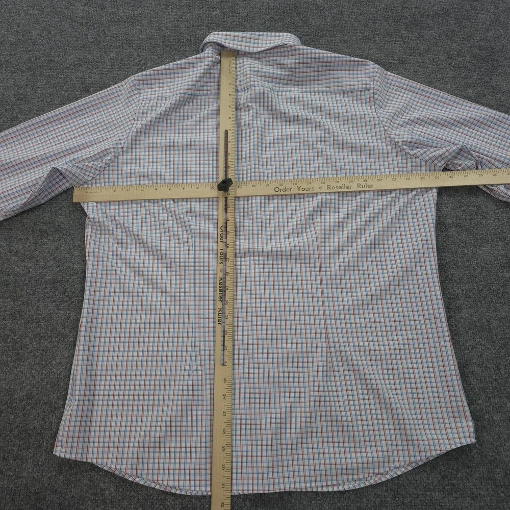 Mizzen‎ Main Shirt Mens XL White Check Performance Stretch Classic Fit Dress